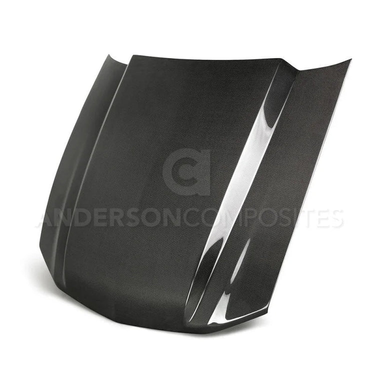 Anderson Composites 2013-2014 Ford Mustang Type-CJ Carbon Fiber Cowl Hood - Side View