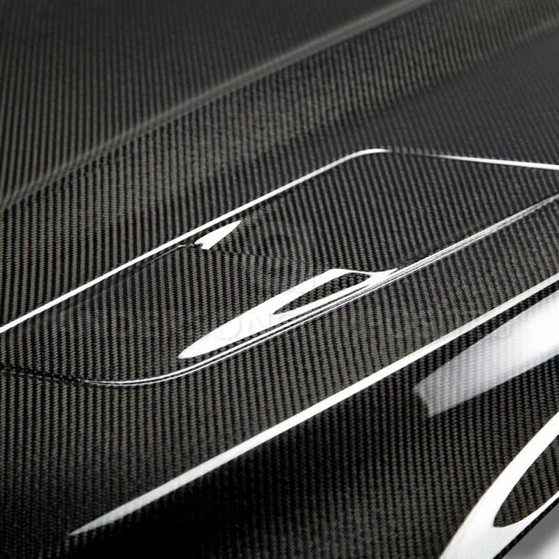 Anderson Composites 2015-2017 Ford Mustang Double Sided Carbon Fiber Type-OE Style Hood - Side View