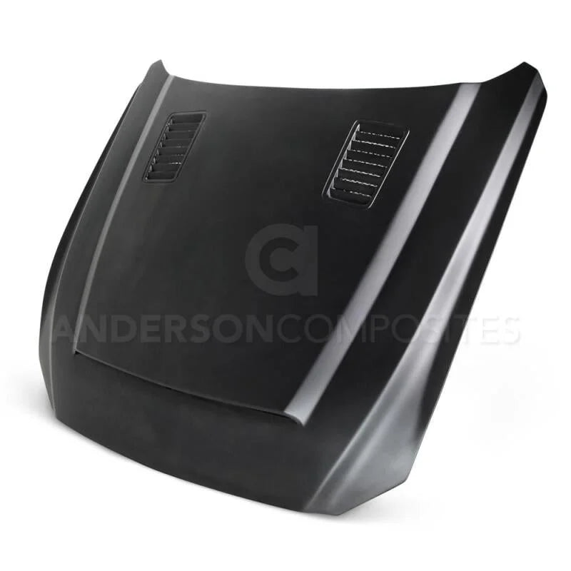Anderson Composites 2015-2017 Ford Mustang (Excl. GT350/GT350R) Super Snake Style Hood Fiberglass - Main Product View