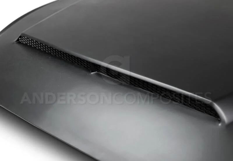 Anderson Composites 2015-2017 Ford Mustang (Excl. GT350/GT350R) Super Snake Style Hood Fiberglass - Side View