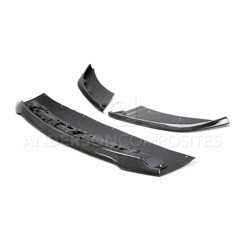 Anderson Composites 2015-2017 Ford Mustang Shelby GT350 Carbon Fiber Front Splitter (3 PC) - Main Product View