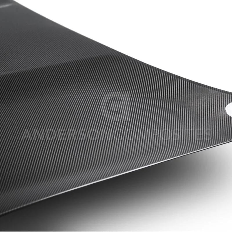 Anderson Composites 2015-2017 Ford Mustang Shelby GT350 Double Sided Carbon Fiber Hood - Side View