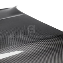 Load image into Gallery viewer, Anderson Composites 2015-2017 Ford Mustang Shelby GT350 Double Sided Carbon Fiber Hood - Installation View