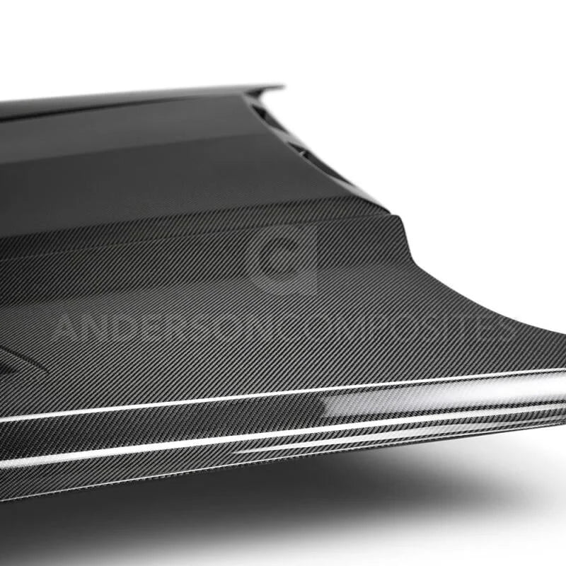 Anderson Composites 2018-2019 Ford Mustang Ram Air Double Sided Carbon Fiber Hood - Installation View