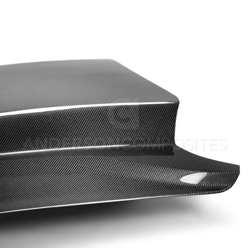 Anderson Composites 2018 Ford Mustang Double Sided Type-CJ 4in Carbon Fiber Cowl Hood - Side View