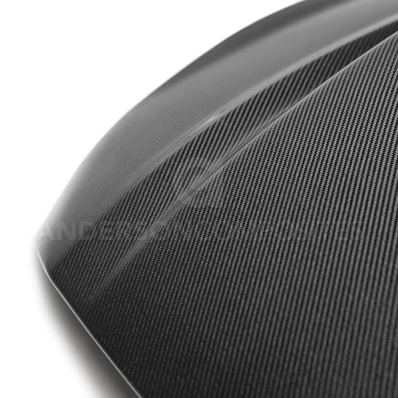 Anderson Composites 2018 Ford Mustang Double Sided Type-CJ 4in Carbon Fiber Cowl Hood - Installation View