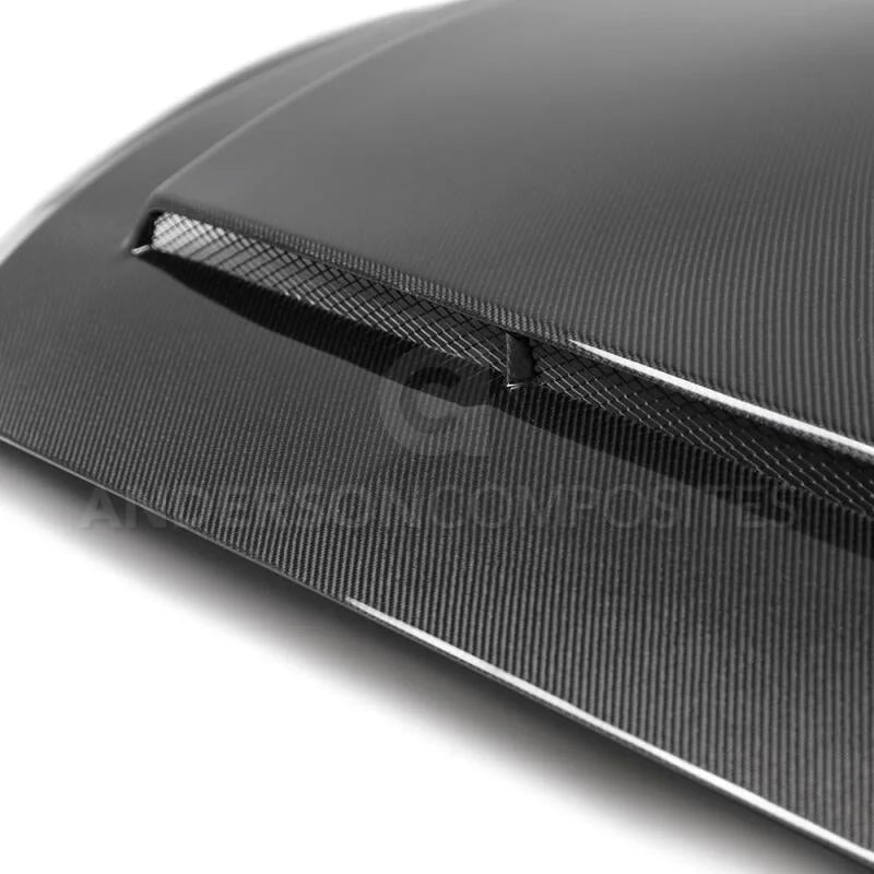 Anderson Composites 2018 Ford Mustang Super Snake Double Sided Carbon Fiber Hood - Side View