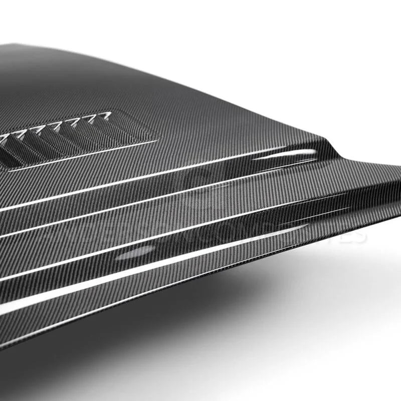 Anderson Composites 2018 Ford Mustang Super Snake Double Sided Carbon Fiber Hood - Installation View
