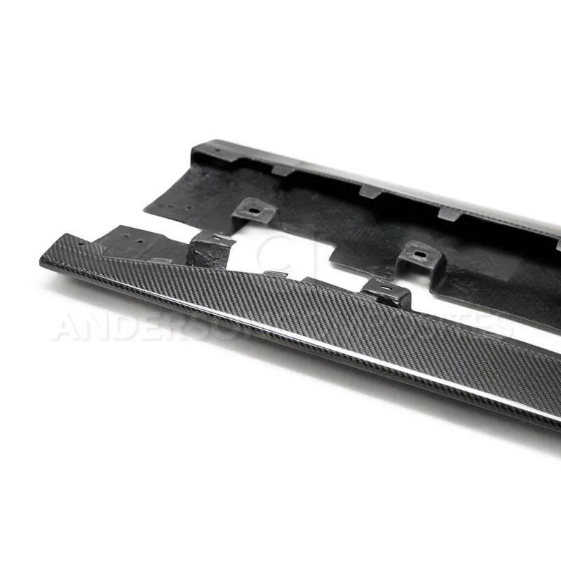 Anderson Composites 2020 Ford Mustang Shelby GT500 Carbon Fiber Rocker Panel Splitters - Back View