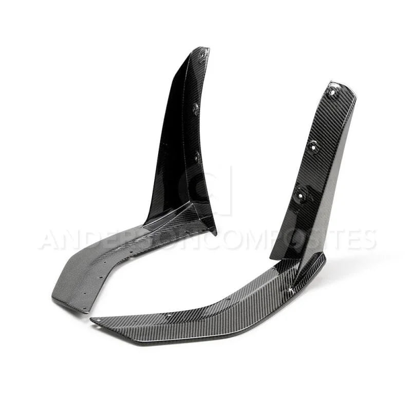 Anderson Composites 2020 Ford Mustang/Shelby GT500 Carbon Fiber Front Splitter Wickers - Main Product View