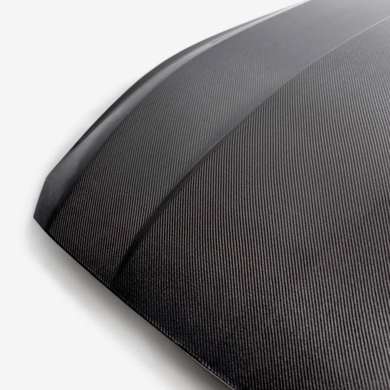 Anderson Composites Type-CJ Double-Sided Carbon Fiber Cowl Hood fits 2024 Ford Mustang - Back View
