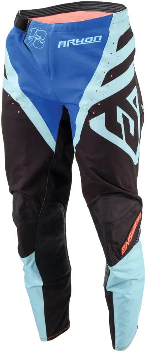 Answer 25 Arkon Nitrus Pants Blue/Black/Hyper Orange Youth Size - 20 - Side View