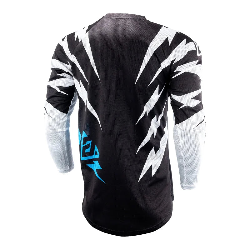 Answer 26 LE Syncron Rizz Vented Jersey Black/White/Cyan - Medium - Side View