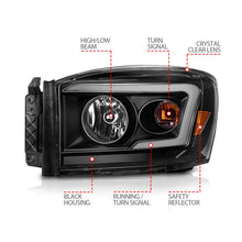 Load image into Gallery viewer, Anzo 06-09 Dodge RAM 1500/2500/3500 Headlights Black Housing/Clear Lens (w/Switchback Light Bars) - Additional View 5