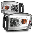 Load image into Gallery viewer, Anzo 06-09 Dodge RAM 1500/2500/3500 Headlights Chrome Housing/Clear Lens (w/ Light Bars) - Back View