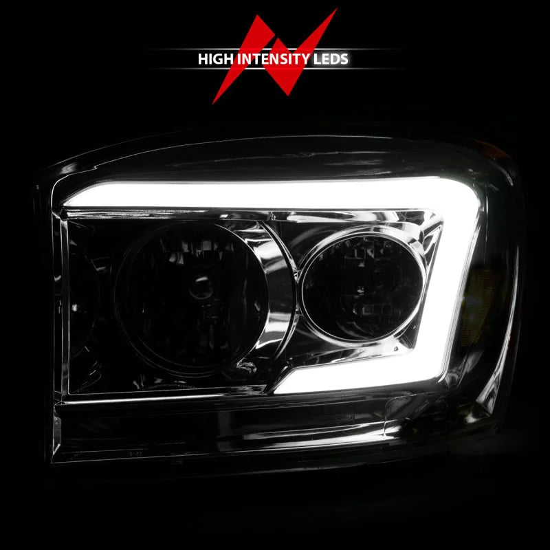 Anzo 06-09 Dodge RAM 1500/2500/3500 Headlights Chrome Housing/Clear Lens (w/ Light Bars) - Additional View 5