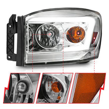 Load image into Gallery viewer, Anzo 06-09 Dodge RAM 1500/2500/3500 Headlights Chrome Housing/Clear Lens (w/ Light Bars) - Additional View 6