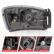 Load image into Gallery viewer, Anzo 06-09 Dodge RAM 1500/2500/3500 Headlights Chrome Housing/Clear Lens (w/ Light Bars) - Additional View 7