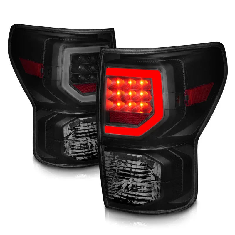 Anzo 07-11 Toyota Tundra Full LED Tailights Black Housing Smoke Lens G2 (w/C Light Bars) - Back View
