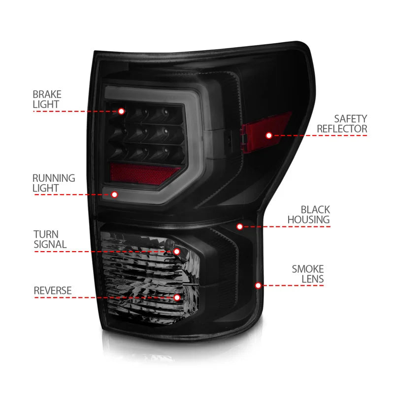 Anzo 07-11 Toyota Tundra Full LED Tailights Black Housing Smoke Lens G2 (w/C Light Bars) - Additional View 7