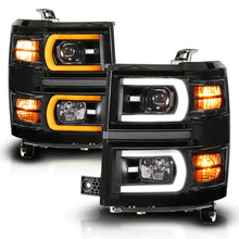 Load image into Gallery viewer, Anzo 14-15 Chevy Silverado 1500 Black Dual Switchback+Sequential LED Tube Sq. Projector Headlights - Additional View 5