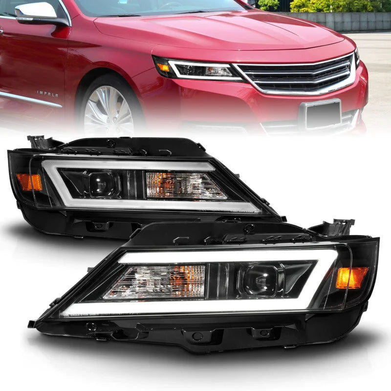 Anzo 14-20 Chevrolet Impala Square Projector LED Bar Headlights w/ Black Housing - Main Product View