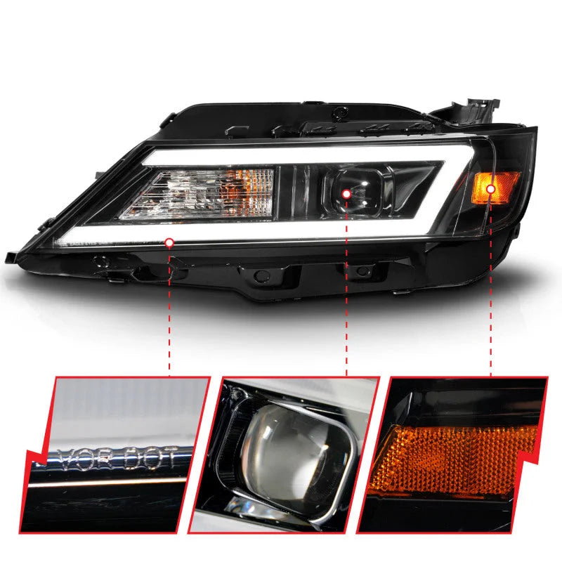 Anzo 14-20 Chevrolet Impala Square Projector LED Bar Headlights w/ Black Housing - Back View