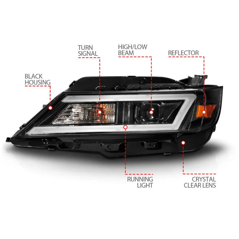 Anzo 14-20 Chevrolet Impala Square Projector LED Bar Headlights w/ Black Housing - Additional View 7