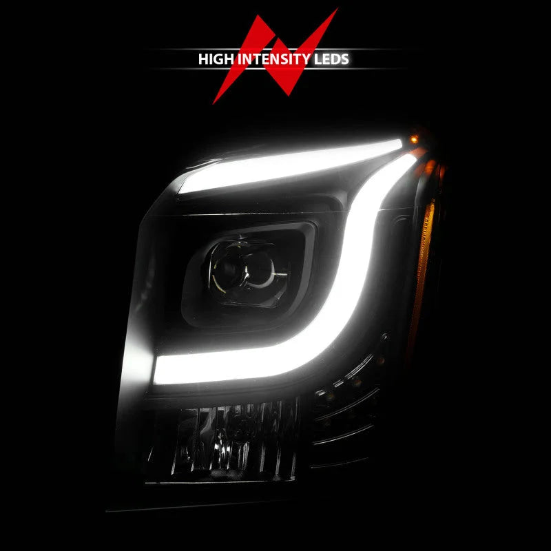 Anzo 15-17 GMC Yukon/Yukon XL Projector Headlights Black Housing/Clear Lens (w/ Light Bars) - Side View