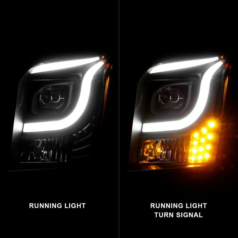 Anzo 15-17 GMC Yukon/Yukon XL Projector Headlights Black Housing/Clear Lens (w/ Light Bars) - Additional View 7