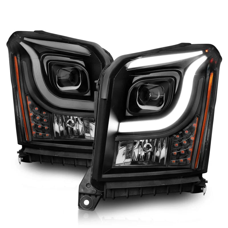 Anzo 15-17 GMC Yukon/Yukon XL Projector Headlights Black Housing/Clear Lens (w/ Light Bars) - Additional View 8