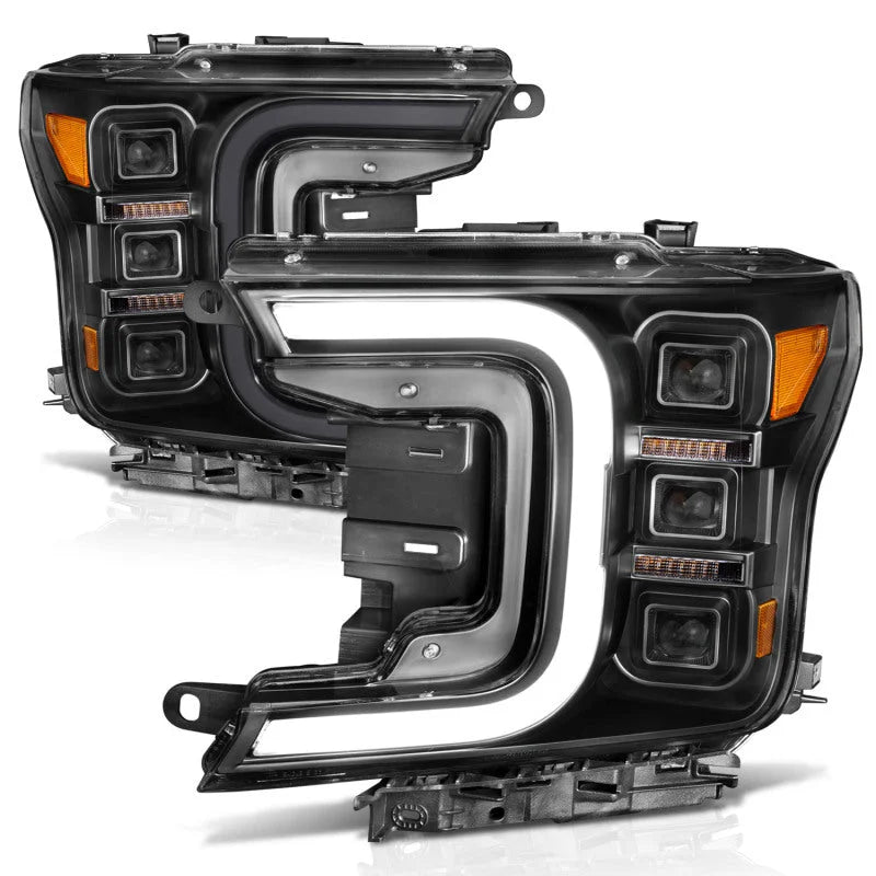 Anzo 18-20 Ford F-150 Full Led Projector Smoke Bar Style Headlights Black Amber - Additional View 8