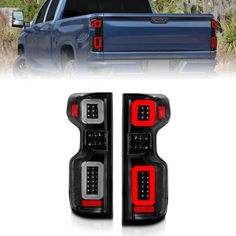 Anzo 19-21 Chevy Silverado Full LED Tailights Black Housing Clear Lens G2 (w/C Light Bars) - Main Product View