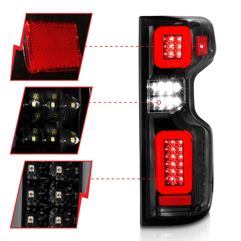 Anzo 19-21 Chevy Silverado Full LED Tailights Black Housing Clear Lens G2 (w/C Light Bars) - Additional View 6