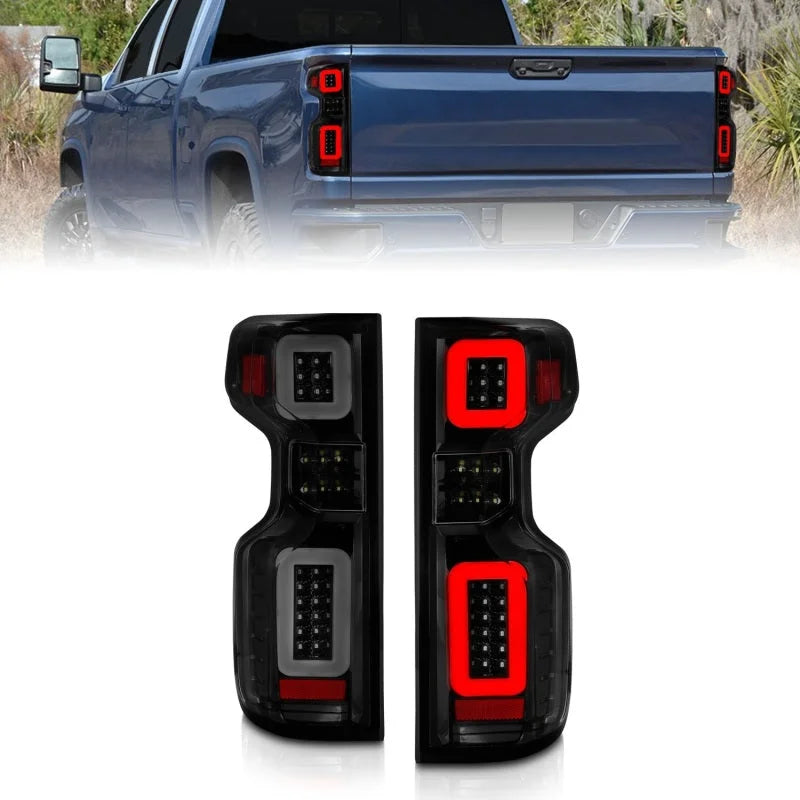 Anzo 19-21 Chevy Silverado Full LED Tailights Black Housing Smoke Lens G2 (w/C Light Bars) - Main Product View