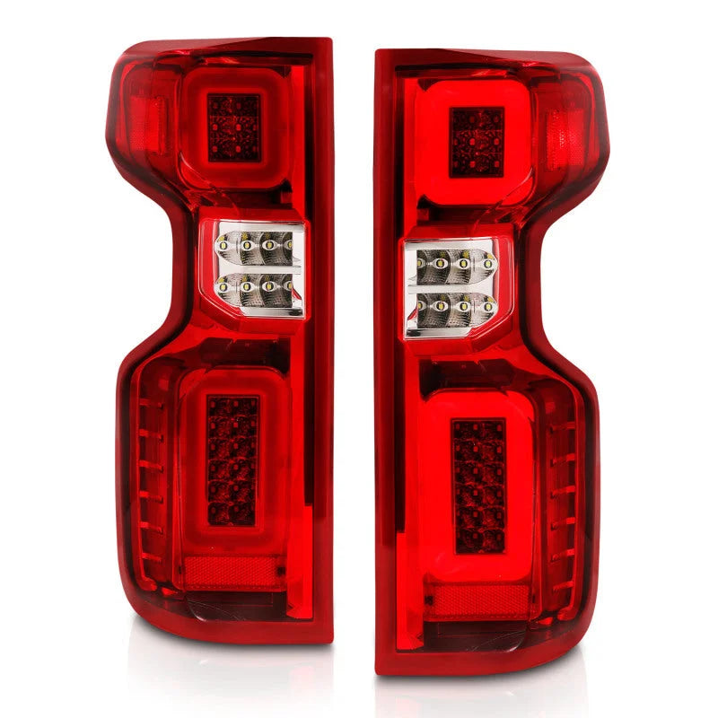 Anzo 19-21 Chevy Silverado Work Truck Full LED Tailights Chrome Housing Red Lens G2(w/C Light Bars) - Installation View