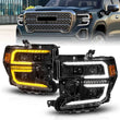 Load image into Gallery viewer, Anzo 19-21 GMC Sierra 1500 LED Projector Headlight w/Switchback+Sequential - Black - Main Product View