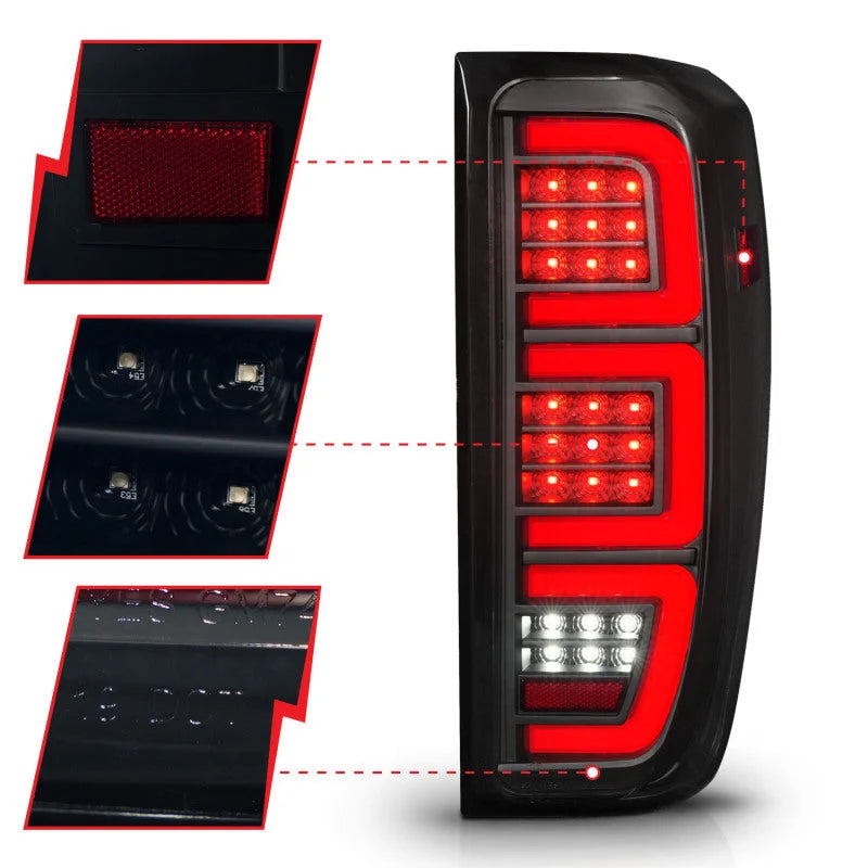 Anzo 19-23 GMC Sierra 1500/2500HD/3500HD Smoke Black Replacement Full LED Bar Tail Light - Back View