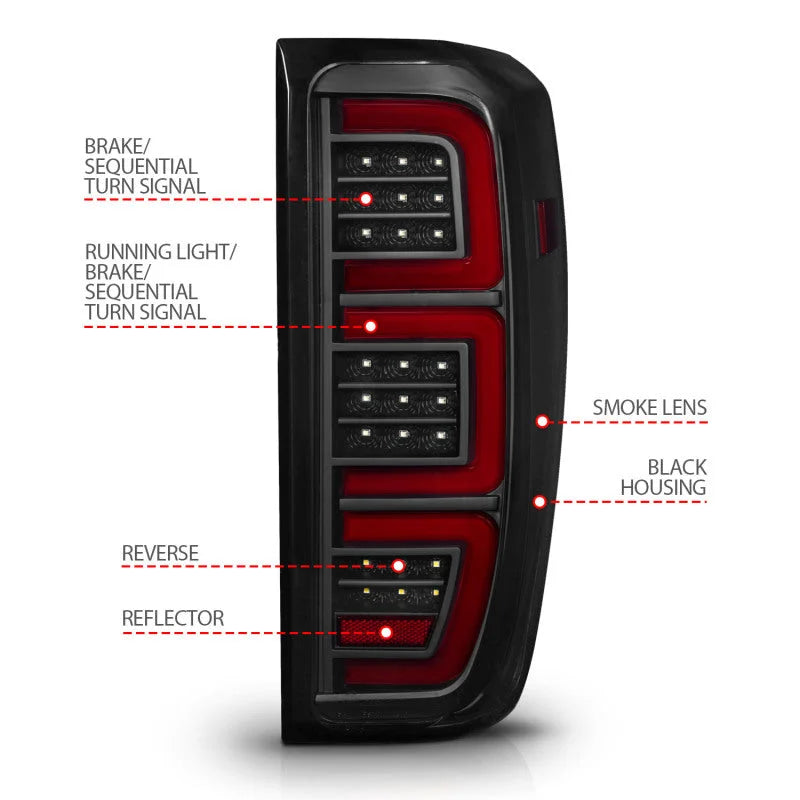 Anzo 19-23 GMC Sierra 1500/2500HD/3500HD Smoke Black Replacement Full LED Bar Tail Light - Additional View 5