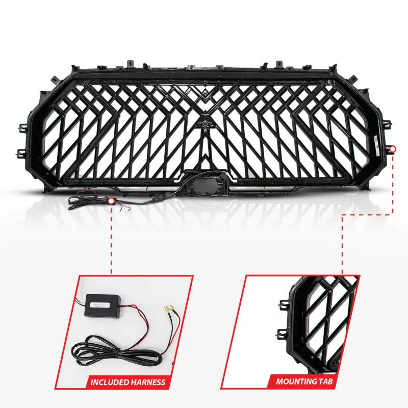 Anzo 22-24 Toyota Tundra Full LED Light Tube Front Grille w/ Initiation & Running Light - Back View