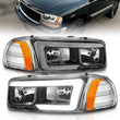 Load image into Gallery viewer, Anzo 99-17 GMC Sierra/Denali Headlights Black Amber (w/C Light Bars) - Main Product View