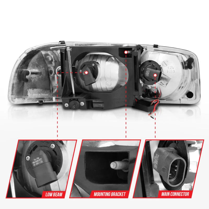 Anzo 99-17 GMC Sierra/Denali Headlights Black Amber (w/C Light Bars) - Side View