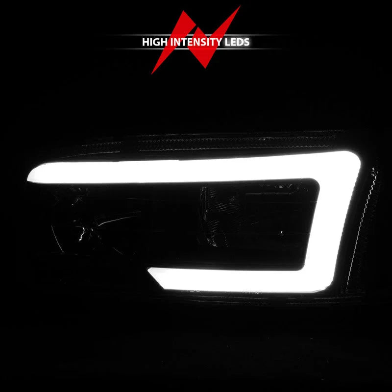 Anzo 99-17 GMC Sierra/Denali Headlights Black Amber (w/C Light Bars) - Back View