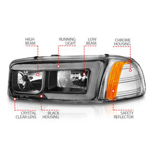 Load image into Gallery viewer, Anzo 99-17 GMC Sierra/Denali Headlights Black Amber (w/C Light Bars) - Installation View