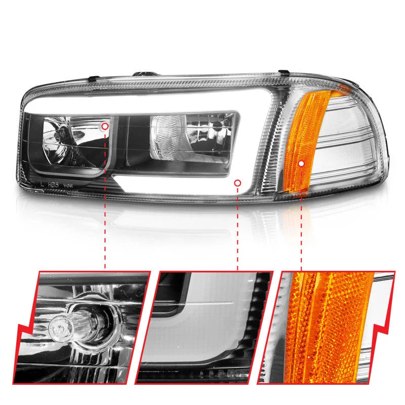 Anzo 99-17 GMC Sierra/Denali Headlights Black Amber (w/C Light Bars) - Additional View 6