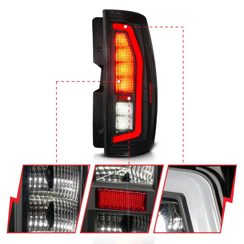 Anzo Black Full LED Tail Light Plank Style w/ Smoke Lens fits 2007-2014 Chevrolet Suburban / Tahoe / GMC Yukon / Yukon Xl - Additional View...