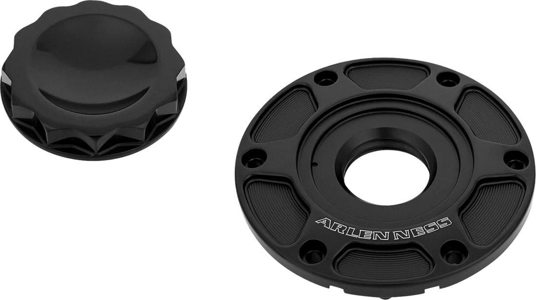 Arlen Ness 12 Point Gas Cap - All Black 701-013 - Side View