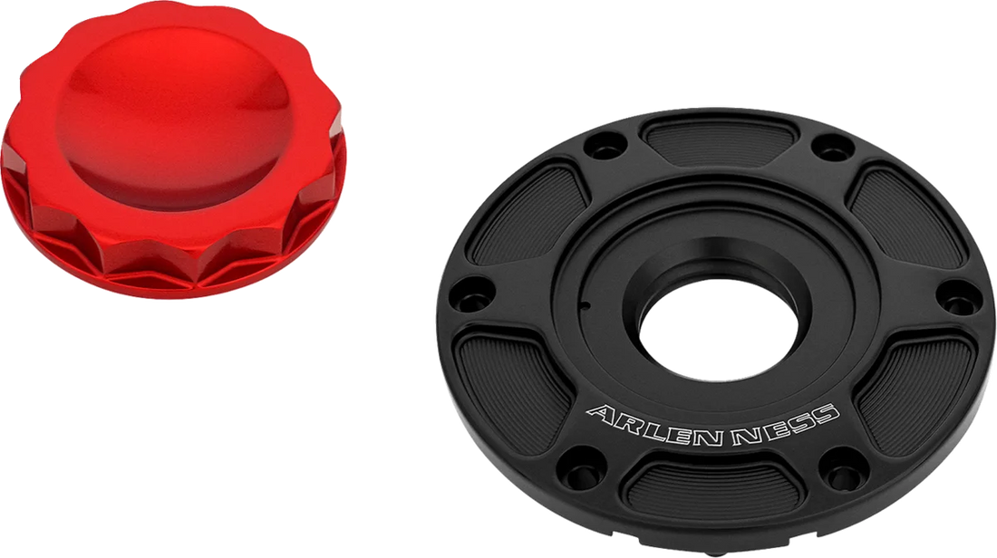 Arlen Ness 12 Point Gas Cap - Red 701-017 - Side View