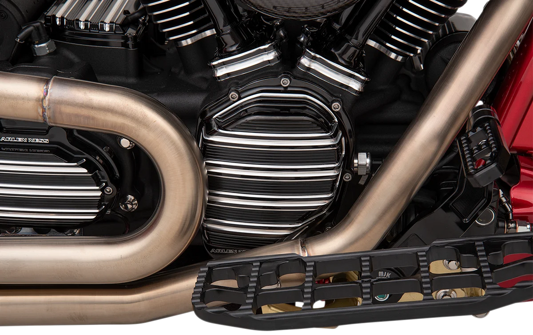 Arlen Ness Cam Cover - 10 Gauge - Black Anodized with Machined Accents - M8 03-983 - Side View