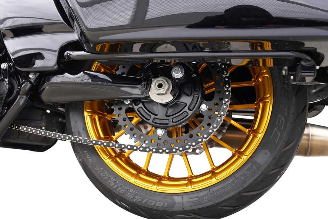 Arlen Ness Chain Drive Kit - 27/57 Tooth - Black fits FLT / FLH - Back View